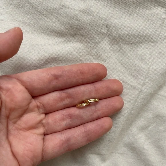 BONY LEVY 14K Gold Textured Huggie Hoop Earrings - Picture 5 of 7